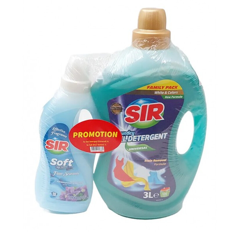 SIR DETERGENT LICHID WHITE&COLORS 3L+BALSAM RUFE FOUR SEASONS 1L