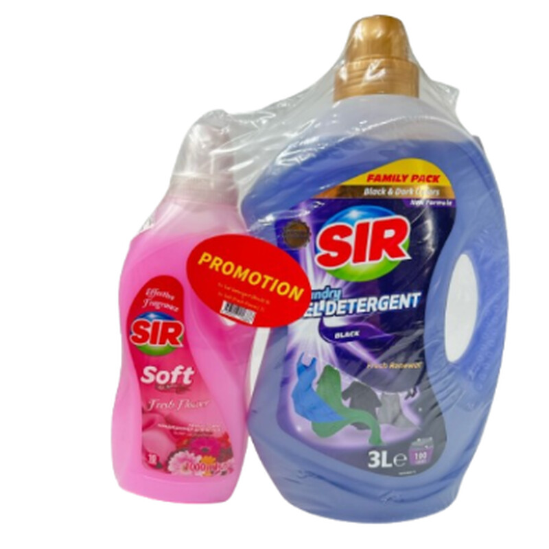 SIR DETERGENT LICHID BLACK 3L+BALSAM RUFE FRESH FLOWER 1L